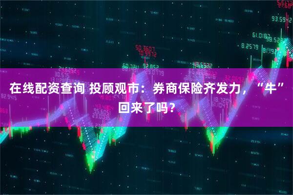 在线配资查询 投顾观市：券商保险齐发力，“牛”回来了吗？